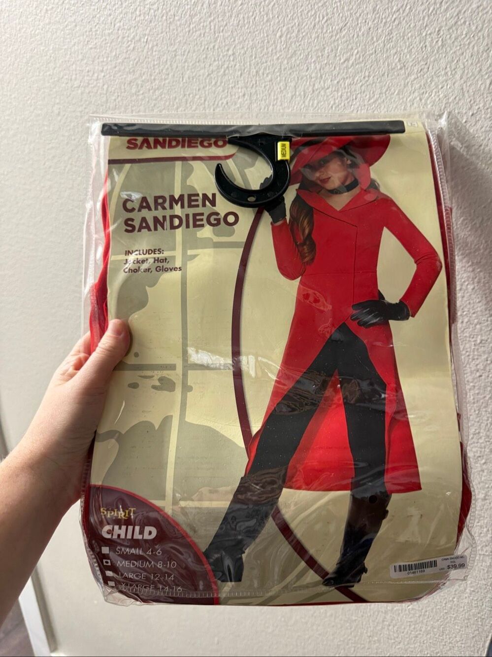 Spirit Halloween Child Medium Carmen Sandiego Costume